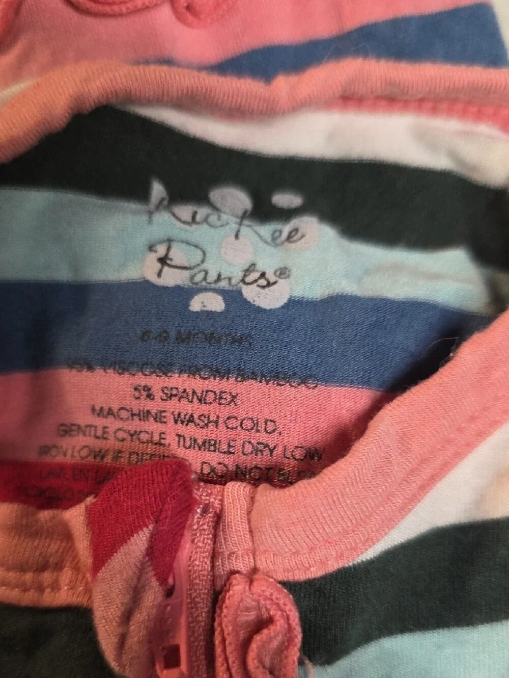 Kickee Pants Striped Footed Baby One-Piece Sleepers Lot of 2